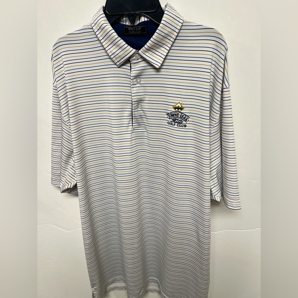 HMS GOLF COLLECTION MEN’S GOLF SHIRT  SIZE LARGE  “TOWNE LAKE HILLS GOLF CLUB”